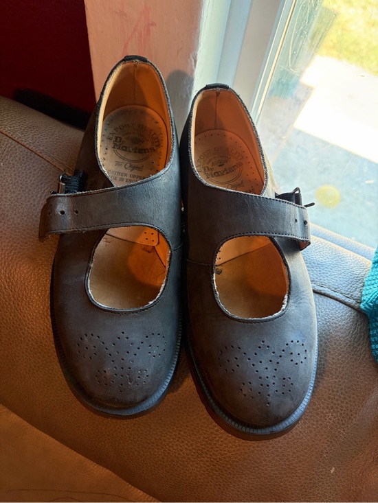 Dr. Martens Shoes - Dr. Martens Women's Gray Mary Jane Leather Shoes